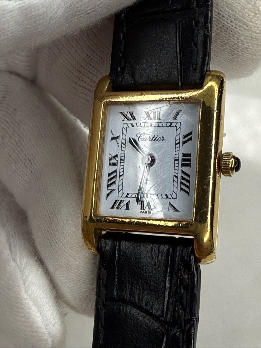 Auth Vintage Cartier Tank 18k Electroplated 1970s 21x28mm Manual Wind Movement - Picture 7 of 16